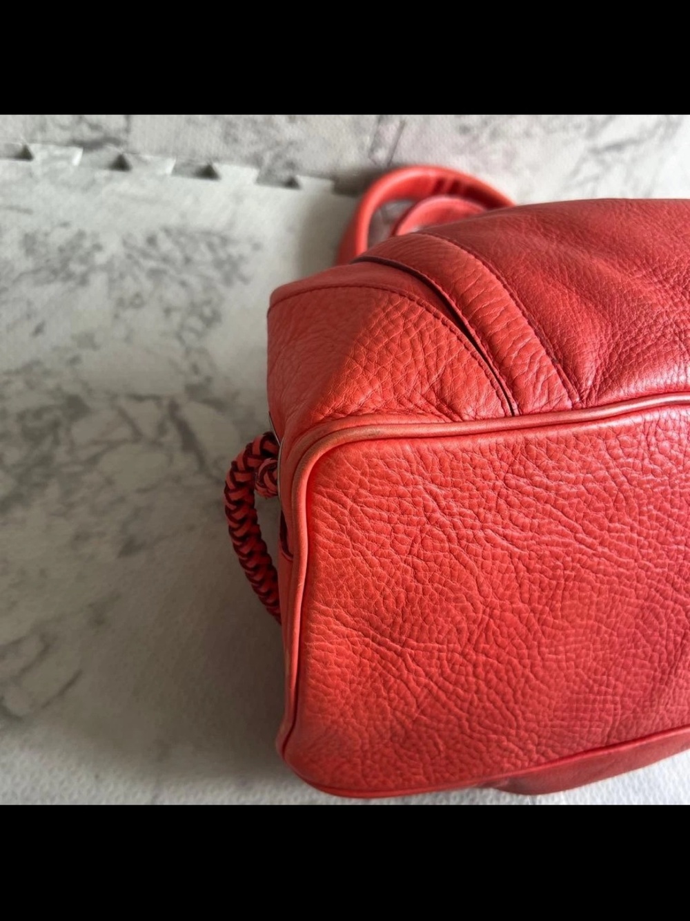 Mulberry Red Pebbled Leather Shoulder Bag with Turn-Lock Flap - Picture 9 of 16